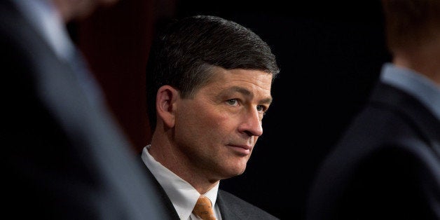 WASHINGTON - MARCH 31: Rep. Jeb Hensarling (R-TX) (R) listens during a news conference on Fannie Mae and Freddie Mac in the U.S. Capitol on March 31, 2011 in Washington, DC. The news conference introduced legislation that would end federal conservatorship of the government mortgage institutions. (Photo by Brendan Hoffman/Getty Images)