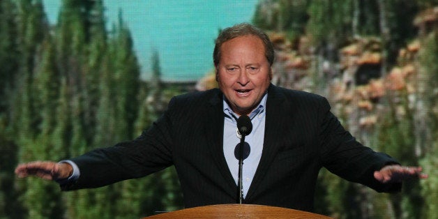 CHARLOTTE, NC - SEPTEMBER 06: Montana Gov. Brian Schweitzer speaks on stage during the final day of the Democratic National Convention at Time Warner Cable Arena on September 6, 2012 in Charlotte, North Carolina. The DNC, which concludes today, nominated U.S. President Barack Obama as the Democratic presidential candidate. (Photo by Alex Wong/Getty Images)