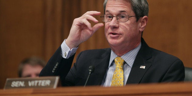 WASHINGTON, DC - JANUARY 30: Senate Environment and Public Works Committee ranking member Sen. David Vitter (R-LA) questions members of the U.S. Nuclear Regulatory Commission during an oversight hearing in the Dirksen Senate Office Building on Capitol Hill January 30, 2014 in Washington, DC. The commissioiners answered senators' questions about their transparency, travel budgets, the continued clean up of the Fukushima disaster in Japan and other related issues. (Photo by Chip Somodevilla/Getty Images)