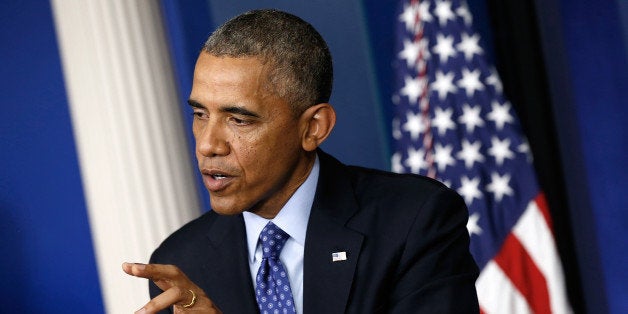 WASHINGTON, DC - JUNE 19: U.S. President Barack Obama speaks about Iraq in the Brady Briefing room of the White House on June 19, 2014 in Washington, DC. Obama spoke about the deteriorating situation as Islamic State in Iraq and Syria (ISIS) militants move toward Baghdad after taking control over northern Iraqi cities. (Photo by Win McNamee/Getty Images)