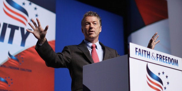 WASHINGTON, DC - JUNE 20: Sen. Rand Paul (R-KY) addresses the Faith and Freedom Coalition's 'Road to Majority' Policy Conference at the Omni Shoreham hotel June 20, 2014 in Washington, DC. Led by the Christian political activist Ralph Reed, the coalition heard from conservative politicians who are courting religious conservatives as they eye a run for the White House. (Photo by Chip Somodevilla/Getty Images)