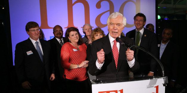 JACKSON, MS - JUNE 24: U.S. Sen. Thad Cochran (R-MS) speaks to supporters during his 'Victory Party' after holding on to his seat after a narrow victory over Chris McDaniel at the Mississippi Children's Museum on June 24, 2014 in Jackson, Mississippi. Cochran, a 36-year Senate incumbent, defeated Tea Party-backed Republican candidate Mississippi State Sen. Chris McDaniel in a tight runoff race. (Photo by Justin Sullivan/Getty Images)