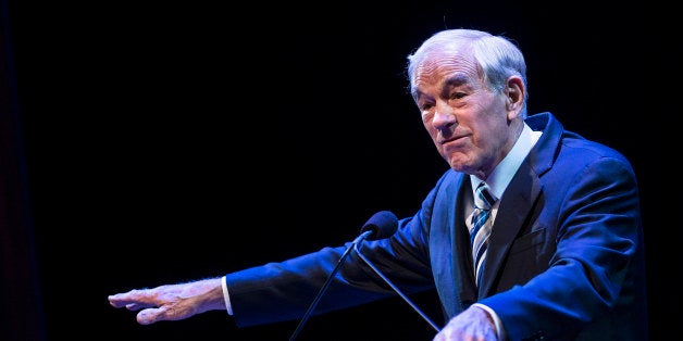 Former US Representative Ron Paul (R-TX) speaks at George Washington University March 4, 2013 in Washington, DC. Paul spoke a