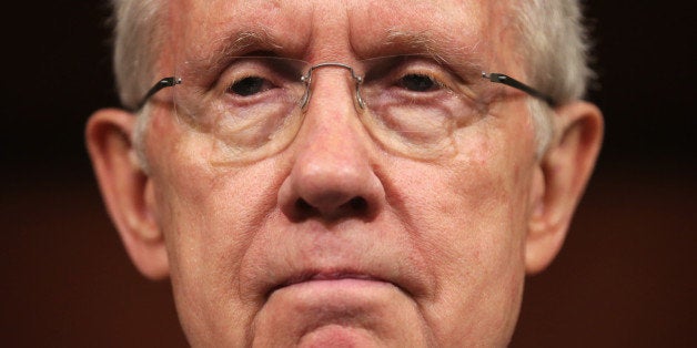 WASHINGTON, DC - JUNE 05: U.S. Senate Majority Leader Sen. Harry Reid (D-NV) pauses as he speaks during a news conference Ju