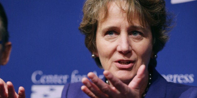 WASHINGTON, DC - OCTOBER 24: Service Employees International Union President Mary Kay Henry addresses a conference commemorating the 10th anniversary of the Center for American Progress in the Astor Ballroom of the St. Regis Hotel October 24, 2013 in Washington, DC. Co-founded by former Clinton Administration Chief of Staff John Podesta, the liberal public policy research and advocacy organization is a think tank that rivals conservative policy groups, such as the Heritage Foundation and the American Enterprise Institute. (Photo by Chip Somodevilla/Getty Images)