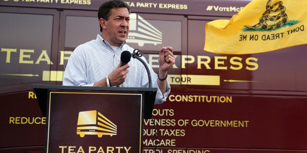 BILOXI, MS - JUNE 22: Republican candidate for U.S. Senate, Mississippi State Sen. Chris McDaniel (L) speaks during a Tea Party Express campaign event at outside of a Hobby Lobby store on June 22, 2014 in Biloxi, Mississippi. Tea Party-backed Republican candidate for U.S. Senate Chris McDaniel, a Mississippi state senator, is locked in a tight runoff race with incumbent U.S. Sen Thad Cochran (R-MS) who failed to win the nomination in the primary election. (Photo by Justin Sullivan/Getty Images)