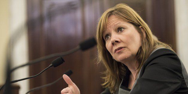 Mary Barra, Chief Executive Officer of General Motors, speaks during a hearing of the Senate Commerce, Science and Transportation Committee's Consumer Protection, Product Safety, and Insurance Subcommittee hearing on Capitol Hill July 17, 2014 in Washington, DC. The committee called Mary Barra, Chief Executive Officer of the General Motors, and others to testify about delayed safety recalls by GM. AFP PHOTO/Brendan SMIALOWSKI (Photo credit should read BRENDAN SMIALOWSKI/AFP/Getty Images)