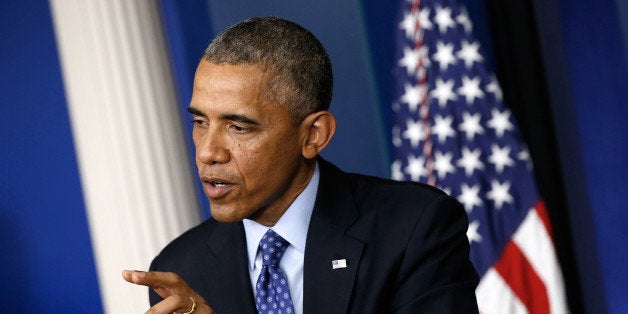 WASHINGTON, DC - JUNE 19: U.S. President Barack Obama speaks about Iraq in the Brady Briefing room of the White House on June 19, 2014 in Washington, DC. Obama spoke about the deteriorating situation as Islamic State in Iraq and Syria (ISIS) militants move toward Baghdad after taking control over northern Iraqi cities. (Photo by Win McNamee/Getty Images)