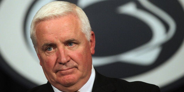 STATE COLLEGE, PA - NOVEMBER 10: Pennsylvania Governor Tom Corbett speaks at a news conference following a night of rioting in response to the firing of head football coach Joe Paterno in the wake of the Jerry Sandusky scandal on November 10, 2011 in State College, Pennsylvania. Corbett is the former state attorney general who launched the investigation in 2009 that eventually brought criminal charges against three former Penn State officials this week. As governor, Corbett is an ex-oficio member of Penn Stateâs board of trustees. Paterno was fired amid allegations that former former Penn State defensive coordinator Jerry Sandusky was involved with child sex abuse. (Photo by Mario Tama/Getty Images)