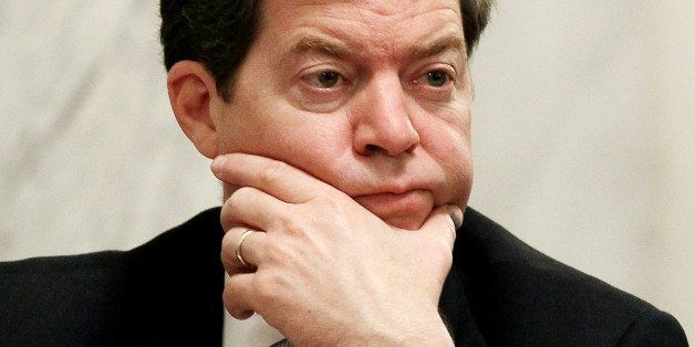WASHINGTON - MAY 18: Sen. Sam Brownback (R-KS), listens to Interior Secretary Ken Salazar testify during a Senate Energy and Natural Resources Committee hearing on Capitol Hill on May 18, 2010 in Washington, DC. The committee is hearing testimony about the accident involving the Deepwater Horizon oil rig that exploded and is now leaking oil into the Gulf of Mexico. (Photo by Mark Wilson/Getty Images)