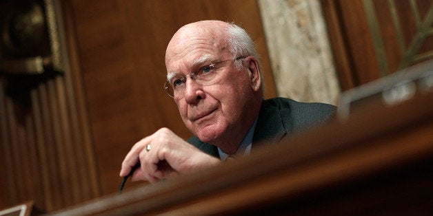 WASHINGTON, DC - APRIL 08: Committee chairman Sen. Patrick Leahy questions Rajiv Shah, Administrator of the U.S. Agency for