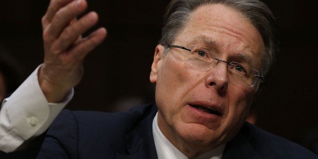 WASHINGTON, DC - JANUARY 30: Wayne LaPierre, Executive Vice President and CEO of the National Rifle Association, testifies during a Senate Judiciary Committee hearing on gun violence, January 30, 2013 in Washington, DC. The committee is hearing testimony on what can be done to curb gun violence in America. (Photo by Mark Wilson/Getty Images)
