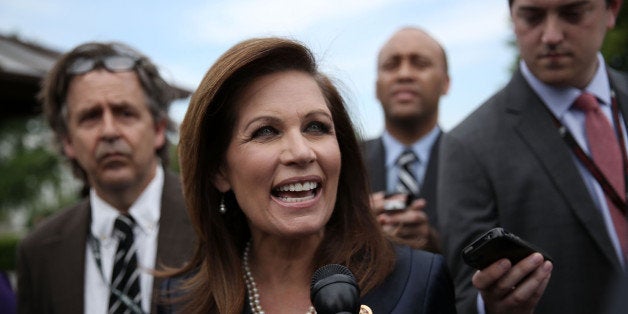 WASHINGTON, DC - MAY 16: U.S. Rep. Michele Bachmann (R-MN) speaks to reporters after a news conference May 16, 2013 on Capitol Hill in Washington, DC. Bachmann held a news conference with Tea Party leaders and congressional members to discuss the IRS scandal of targeting the Tea Party. (Photo by Alex Wong/Getty Images)