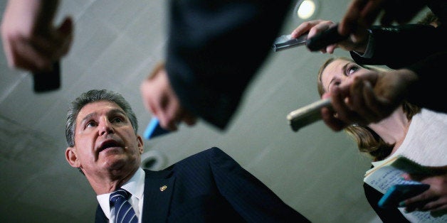 WASHINGTON, DC - JUNE 10: Senate Armed Services Committee Member U.S. Sen. Joe Manchin (D-WV) talks with reporters after bei