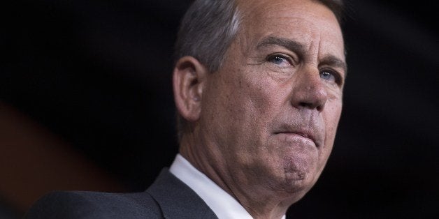 Speaker of the House John Boehner, R-OH, speaks during a press conference on Capitol Hill in Washington, DC, July 17, 2014. AFP PHOTO / Jim WATSON (Photo credit should read JIM WATSON/AFP/Getty Images)