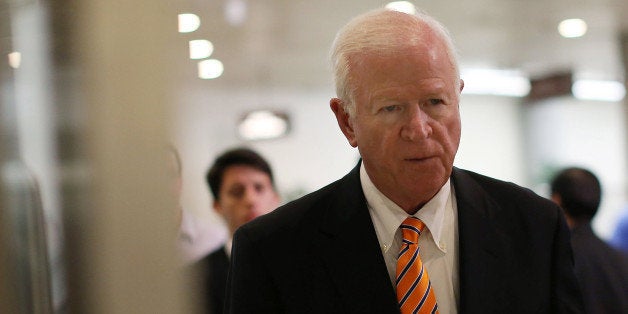 WASHINGTON, DC - JUNE 13: Co- Chairman Saxby Chambliss (R-GA) walks to a closed door U.S. Senate Intelligence Committee meeti