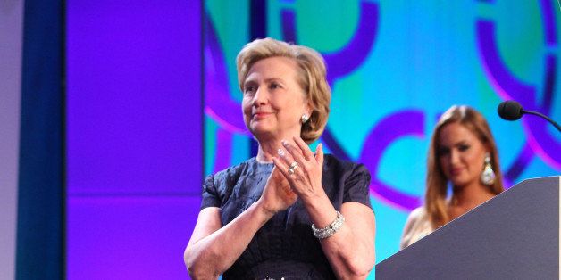 ST PAUL, MN - JULY 20: Hillary Clinton takes the stage during the 2014 Starkey Hearing Foundation So The World May Hear Gala at the St. Paul RiverCentre on July 20, 2014 in St. Paul, Minnesota.(Photo by Adam Bettcher/Getty Images for Starkey Hearing Foundation)