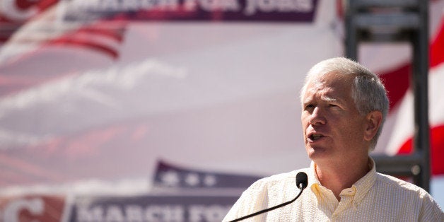 WASHINGTON, DC - JULY 15: Rep. Mo Brooks (R-AL) speaks during the DC March for Jobs in Upper Senate Park near Capitol Hill, o