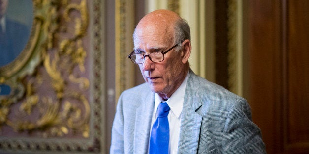 UNITED STATES - SEPTEMBER 11: Sen. Pat Roberts, R-Kan., heads for the Senate floor following the Senate Republicans' policy lunch on Tuesday, Sept. 11, 2012. (Photo By Bill Clark/CQ Roll Call)