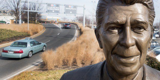 A statue of former US President Ronald Reagan is seen February 6, 2014 at the entrance to Ronald Reagan International Airport in Washington, DC. Ronald Reagan was the 40th US president and born on February 6, 1911 in Tampico, Illinois. AFP PHOTO/Paul J. Richards (Photo credit should read PAUL J. RICHARDS/AFP/Getty Images)