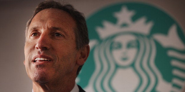 NEW YORK, NY - OCTOBER 04: Starbucks CEO Howard Schultz speaks at an event celebrating a new partnership between Starbucks and non-profit groups in New York City and Los Angeles to assist in offsetting government funding cuts to programs for children and education on October 4, 2011 in New York City. Two Starbucks stores, one in Harlem and one in Los Angeles' Crenshaw district, will share profits with the partner non-profit groups the Abyssinian Development Corporation and the Los Angeles Urban League. Each group will receive at least $100,000 in the first year, the company said. (Photo by Spencer Platt/Getty Images)