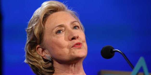 ST PAUL, MN - JULY 20: Hillary Clinton takes the stage during the 2014 Starkey Hearing Foundation So The World May Hear Gala at the St. Paul RiverCentre on July 20, 2014 in St. Paul, Minnesota.(Photo by Adam Bettcher/Getty Images for Starkey Hearing Foundation)