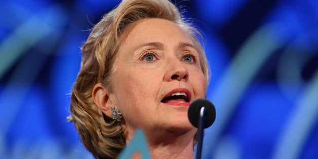 ST PAUL, MN - JULY 20: Hillary Clinton takes the stage during the 2014 Starkey Hearing Foundation So The World May Hear Gala at the St. Paul RiverCentre on July 20, 2014 in St. Paul, Minnesota.(Photo by Adam Bettcher/Getty Images for Starkey Hearing Foundation)