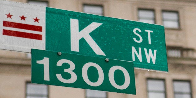 UNITED STATES - FEBRUARY 14: A thin coat of ice covers a K Street sign in Washington on Feb. 14, 2007. (Photo By Bill Clark/Roll Call/Getty Images)