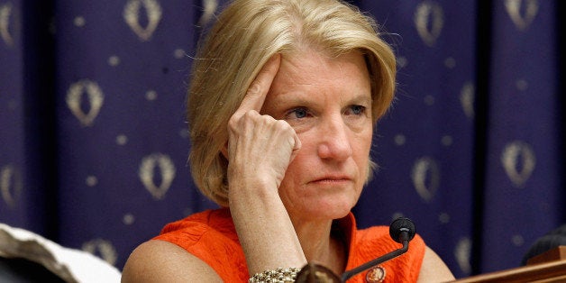 WASHINGTON, DC - MAY 16: House Financial Institutions and Consumer Credit Subcommittee Chairman Shelley Moore Capito (R-WV) listens to testimony during a hearing on the Dodd-Frank Act and the definition of Systemically Important Financial Institutions on Capitol Hill May 16, 2012 in Washington, DC. The recent announcement by JPMorgan Chase of a $2 billion trading loss loomed large in the hearing as lawmakers heard regulators testify about what makes a bank or institution 'too big to fail.' (Photo by Chip Somodevilla/Getty Images)