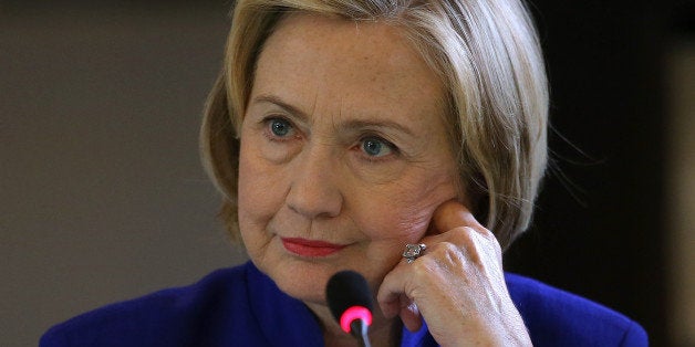 OAKLAND, CA - JULY 23: Former Secretary of State Hillary Clinton speaks during a during a round table event to launch the 'Talking is Teaching: Talk Read Sing' campaign at the Children's Hospital Oakland Research Institute on July 23, 2014 in Oakland, California. Former Secretary of State Hillary Clinton launched the 'Talking is Teaching; Talk Read Sing' campaign in partnership withToo Small to Fail and the Bill, Hillary and Chelsea Foundation that encourages parents and caregivers to close the word gap by talking, singing and reading to children every day from the birth. (Photo by Justin Sullivan/Getty Images)