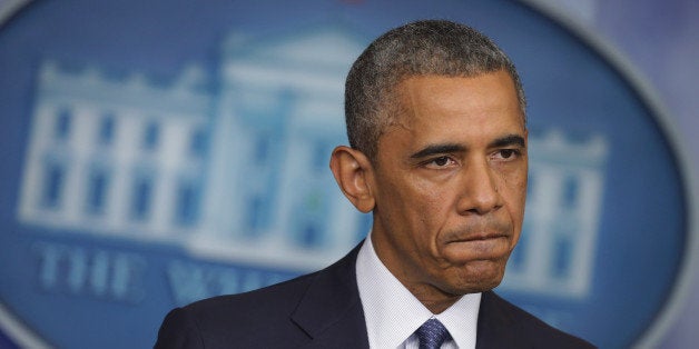 WASHINGTON, DC - AUGUST 01: U.S. President Barack Obama delivers remarks and takes reporters' questions in the Brady Press Briefing Room at the White House August 1, 2014 in Washington, DC. Obama talked about the new jobs numbers, the failure of Congress to pass border security legislation, the ongoing Israel-Gaza conflict and the crisis in Ukraine. (Photo by Chip Somodevilla/Getty Images)