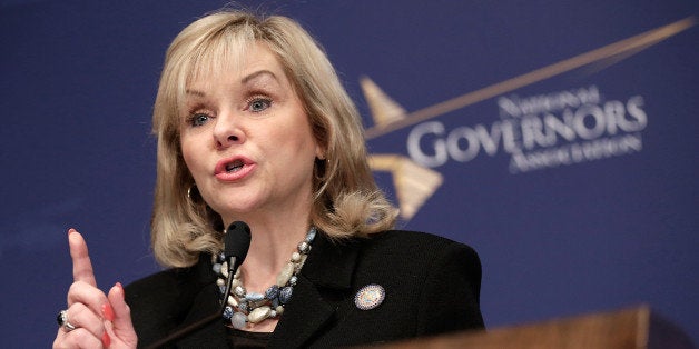 WASHINGTON, DC - JANUARY 15: National Governors Association chairwoman Gov. Mary Fallin (R-OK) speaks at the National Press Club January 15, 2014 in Washington, DC. Gov. Fallin and Gov. Hickenlooper delivered the annual 'State of the States' address prior to taking questions. (Photo by Win McNamee/Getty Images)