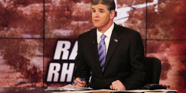 NEW YORK, NY - APRIL 21: Host Sean Hannity on set of FOX's 'Hannity With Sean Hannity' at FOX Studios on April 21, 2014 in New York City. (Photo by Paul Zimmerman/Getty Images)