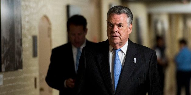 UNITED STATES - MAY 29: Rep. Peter King, R-N.Y., arrives for the House Republican Conference meeting in the basement of the Capitol on Thursday, May 29, 2014. (Photo By Bill Clark/CQ Roll Call)