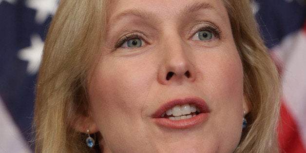 WASHINGTON, DC - JULY 30: Sen. Kristen Gillibrand (D-NY) participates in a news conference about new legislation aimed at curbing sexual assults on college and university campuses at the U.S. Capitol Visitors Center July 30, 2014 in Washington, DC. With strong bipartisan support in the Senate, the bill would require schools to make public the result of anonymous surveys about campus assaults and impose significant financial burdens on universities that fail to comply with some of the law's requirements. (Photo by Chip Somodevilla/Getty Images)