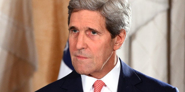 SYDNEY, AUSTRALIA - AUGUST 12: US Secretary of State John Kerry speaks to the media during a press conference at the conclusion of the AUSMIN talks at Admiralty House on August 12, 2014 in Sydney, Australia. US Secretary of State John Kerry and Defence Secretary Chuck Hagel are meeting with their Australian counterparts Australian Foreign Minister Julie Bishop and Australian Defence Minister David Johnston at the annual Australia-United States Ministerial Consultations (AUSMIN), which will focus on regional security and enhanced military co-operation. (Photo by Dan Himbrechts - Pool/Getty Images)