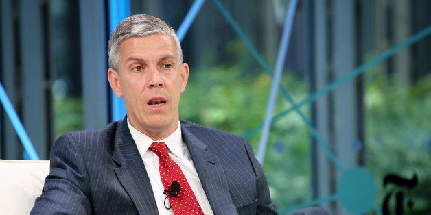 NEW YORK, NY - SEPTEMBER 17: U.S Secretary of Education Arne Duncan speaks during a Columnist conversation at the New York Times Schools For Tomorrow Conference at the TimesCenter on September 17, 2013 in New York, United States. (Photo by Neilson Barnard/Getty Images for The New York Times)