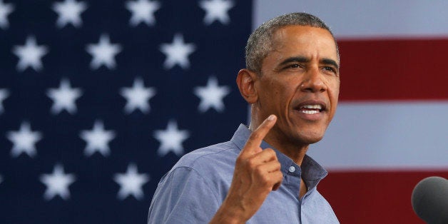 President Barack Obama speaks at Laborfest 2014 at Henry Maier Festival Park in Milwaukee on Labor Day, Monday, Sept. 1, 2014. (AP Photo/Charles Dharapak)