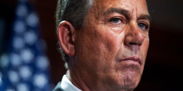 UNITED STATES - JULY 15: Speaker John Boehner, R-Ohio, conducts a news conference in the RNC after a meeting of House republicans, July 15, 2014. (Photo By Tom Williams/CQ Roll Call)