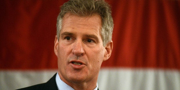 PORTSMOUTH, NH - APRIL 10: Scott Brown formally announces his candidacy for U.S. Senate April 10, 2014 at Sheraton Portsmouth Harborside Hotel in Portsmouth, New Hampshire. Brown, a former U.S. Senator in Massachusetts, recently moved to New Hampshire, and will look to take on incumbent U.S. Senator Jeanne Shaheen. Photo by Darren McCollester/Getty Images)