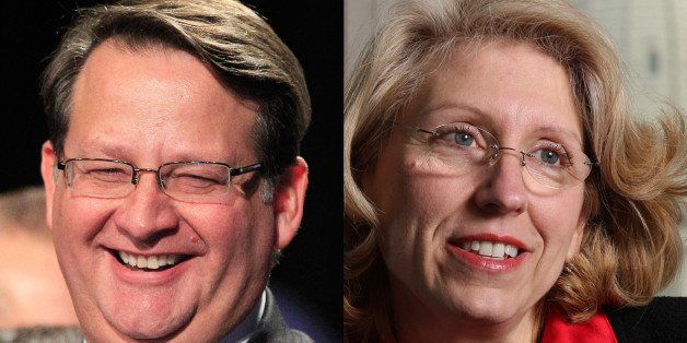 This combination of undated file photos shows U.S. Senate candidates Michigan Democratic Rep. Gary Peters, left, and former two-term GOP Michigan Secretary of State Terri Lynn Land. Thanks to the fiasco that followed the launch of President Barack Obamaâs signature health care law, Democrats are now bracing for hard-fought Senate races in states they hoped to win with ease just two months ago. Weeks of technical problems with the health insurance enrollment website combined with anxiety over insurance cancellations for millions have erased early advantages enjoyed by Democratic candidates Peters in Michigan and Mark Udall in Colorado. (AP Photo/File)