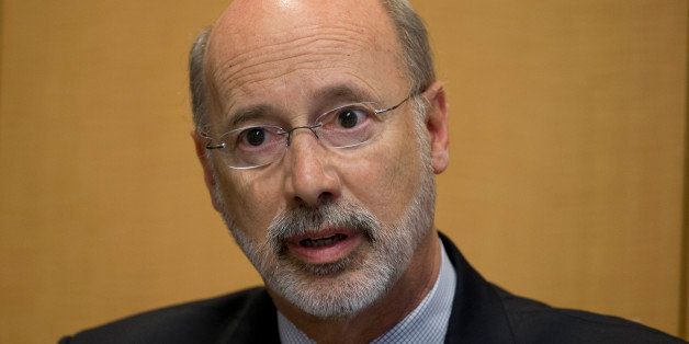 Pennsylvania Democratic gubernatorial candidate Tom Wolf speaks during an interview with The Associated Press Friday, July 25, 2014, in Philadelphia. (AP Photo/Matt Rourke)