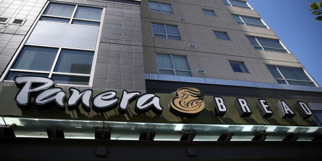 SAN FRANCISCO, CA - JUNE 03: A sign is posted in front of a Panera Bread restaurant on June 3, 2014 in San Francisco, California. Chain bakery cafe Panera Bread is set to remove all artificial colors, flavors, sweeteners and preservatives from its from items on its menu by 2016. (Photo by Justin Sullivan/Getty Images)