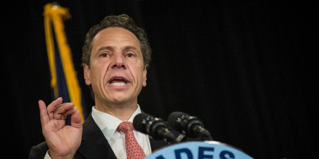 NEW YORK, NY - SEPTEMBER 08: New York Governor Andrew Cuomo speaks to hotel workers at the Hotel Trade Council during a reelection campaign event on September 8, 2014 in New York City. New York State voters will vote in the primary election tomorrow, September 9; Governor Cuomo is hoping to beat out unexpected challenger Zephyr Teachout to gain the democratic bid. (Photo by Andrew Burton/Getty Images)