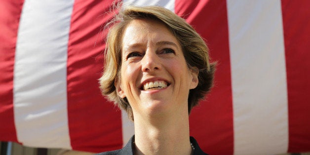 Fordham University law professor and liberal activist Zephyr Teachout speaks to supporters outside Brooklyn Borough Hall in i