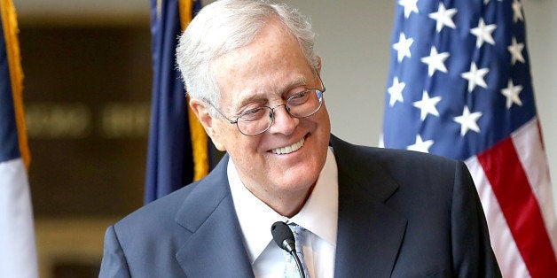 NEW YORK, NY - SEPTEMBER 09: David H. Koch speaks at the unveiling of the David H. Koch Plaza at the Metropolitan Museum of Art on September 9, 2014 in New York City. (Photo by Paul Zimmerman/WireImage)