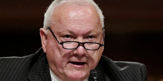 Former Arizona state Sen. Russell Pearce, the architect of Arizona's controversial immigration law S.B. 1070, testifies on Capitol Hill in Washington, Tuesday, April 24, 2012, before the Senate Immigration, Refugees and Border Security subcommittee hearing entitled "Examining the Constitutionality and Prudence of State and Local Governments Enforcing Immigration Law." The Supreme Court will referee another major clash between the Obama administration and the states Wednesday as it hears arguments over Arizona's crackdown on illegal immigrants. (AP Photo/J. Scott Applewhite)