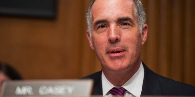 UNITED STATES - JULY 24: Sen. Bob Casey, D-Pa., makes a statement during Joint Economic Committee hearing in Dirksen Building on fixing the nation's deteriorating infrastructure. (Photo By Tom Williams/CQ Roll Call)