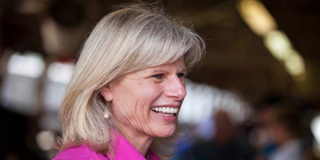 FILE - In this July 24, 2014 file photo Wisconsin Democratic gubernatorial candidate Mary Burke attends the Rock County 4-H F