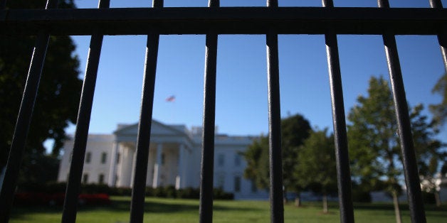 WASHINGTON, DC - SEPTEMBER 22: The wrought iron fence that surrounds the White House is shown, September 22, 2014 in Washing
